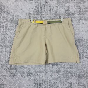 The North Face Shorts Womens Large Beige Belted Hiking Camping Nylon 6" Inseam
